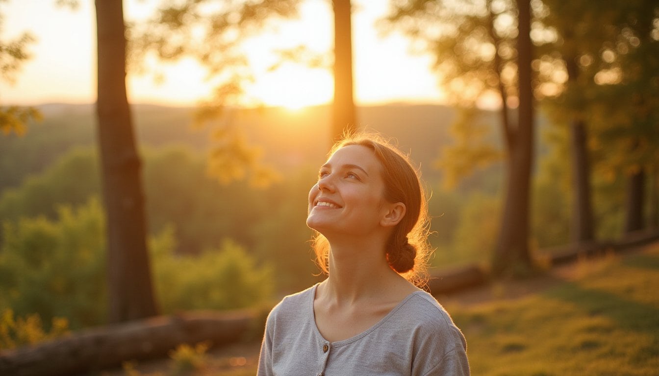 Man enjoying a mindful moment outdoors at dusk