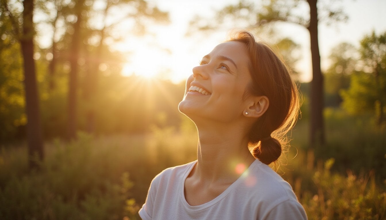 Man enjoying a calm moment in nature at sunset
