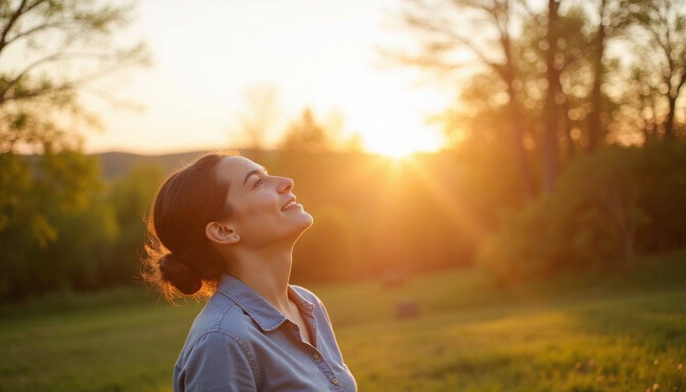 Relaxed man smiling outdoors in a sunlit park