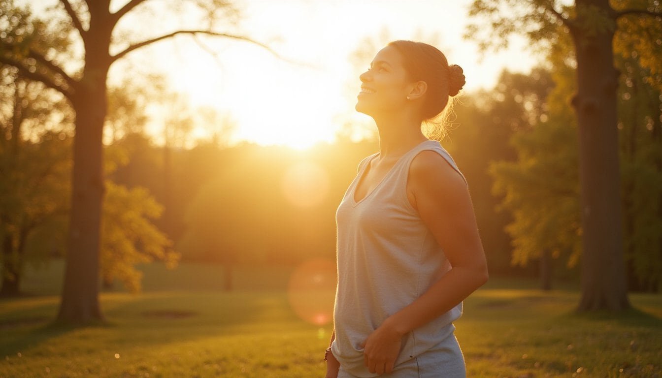 Serene outdoor scene of man appreciating nature
