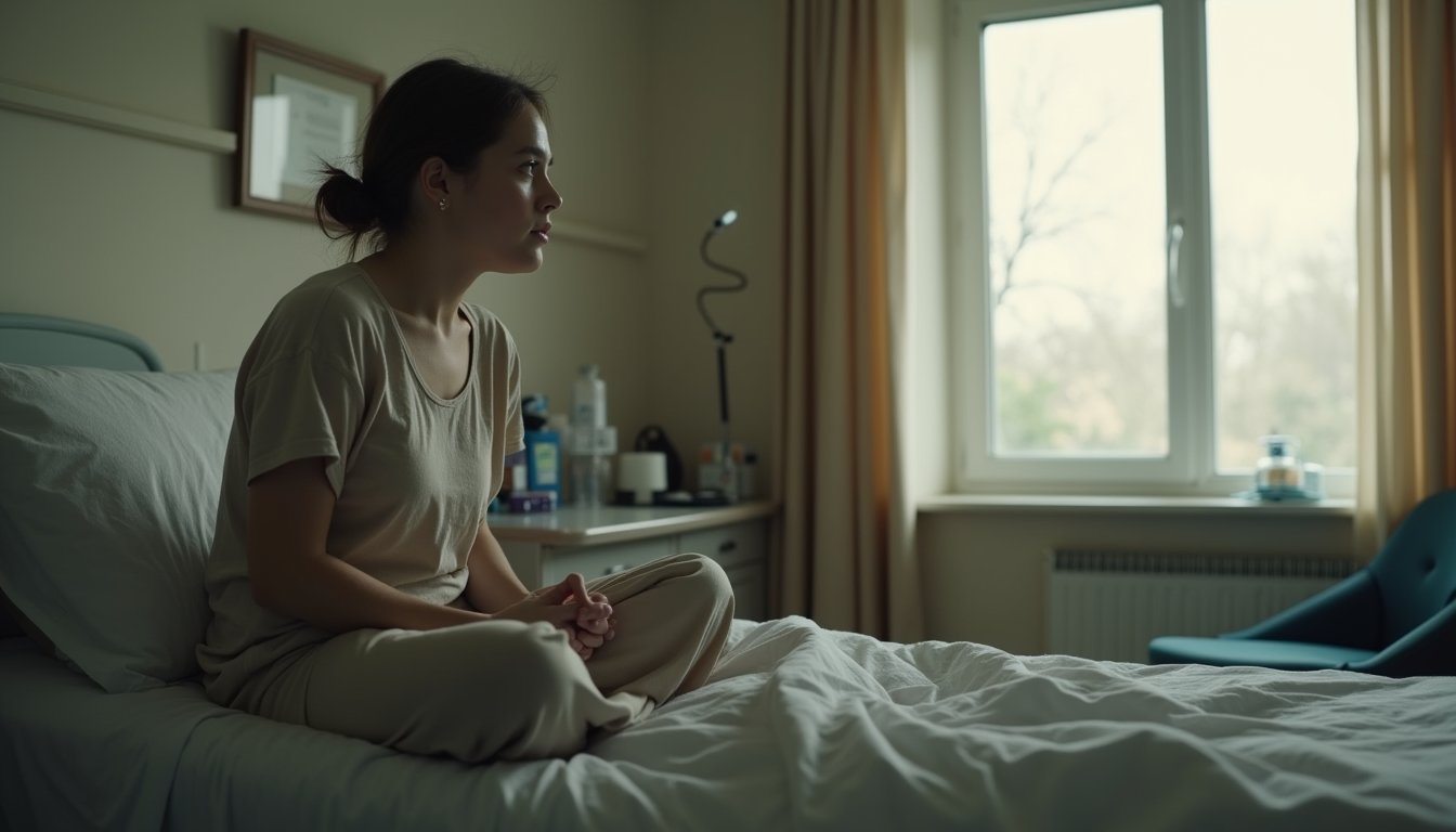 Person looking out window feeling anxious in inpatient treatment setting