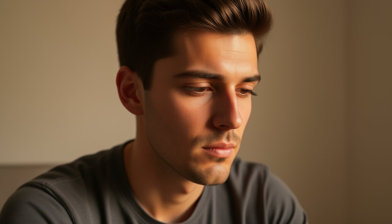 Close-up of thoughtful expression during fentanyl addiction counseling session