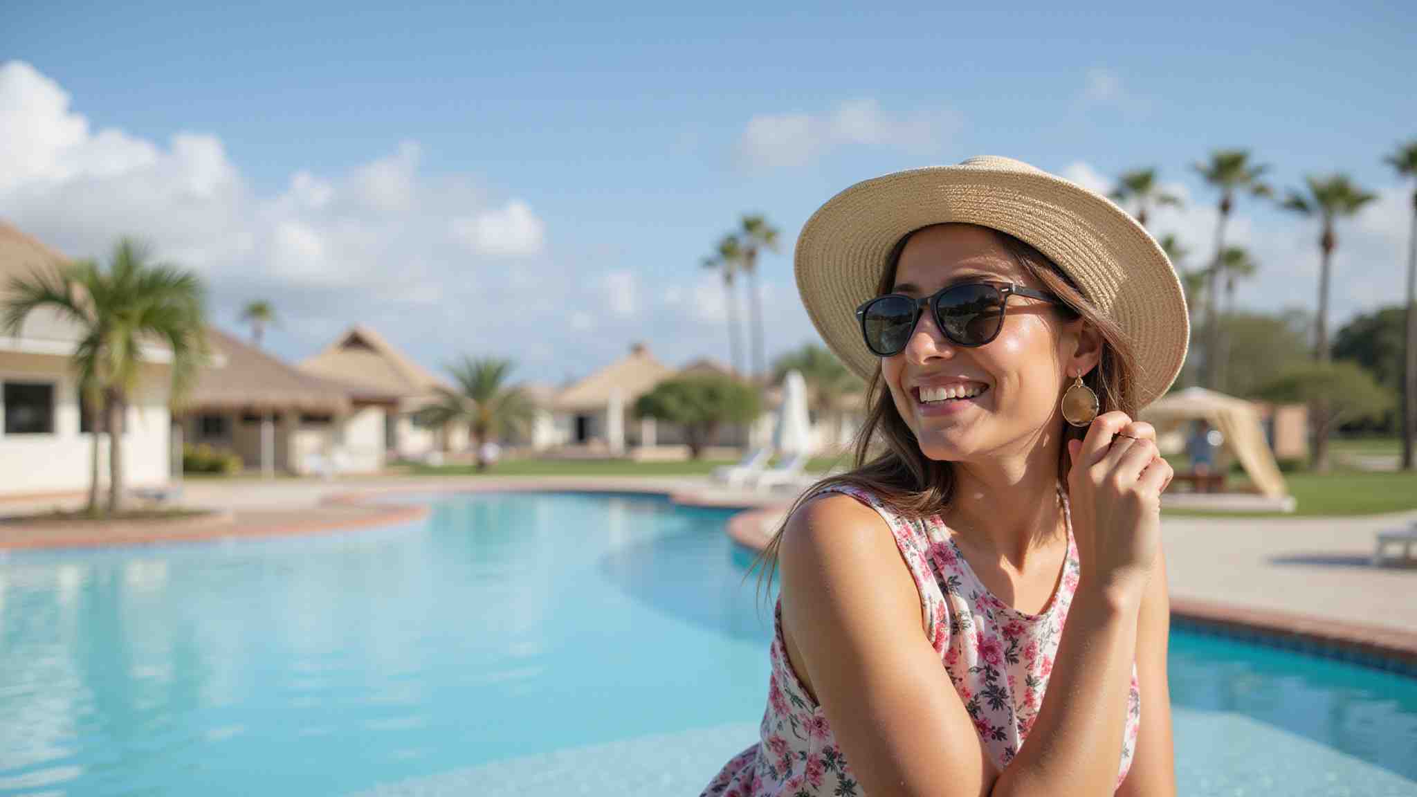 Woman relaxing at luxury rehab resort